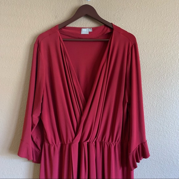 ASOS Curve Wrap Front Midi Dress With Frill Detail Size 20 - Picture 3 of 10